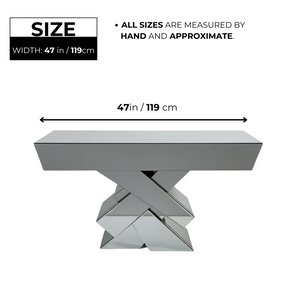 Large Mirror Glass Console Table Grey, Elegant Modern Decor for Entryway, Living Room & Office-Sona Casa