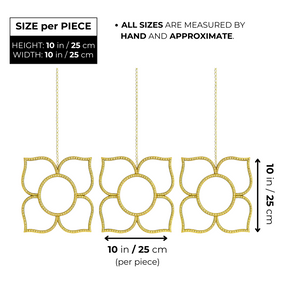 Golden Floral Wall Mirror Set with Hanging Chain, Traditional Modern Diwali Decor Gift, 25 cm Mirrors Pooja Room Decor-Sona Casa