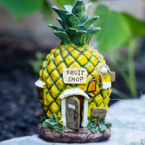Cute Yellow-Green Polyresin Pineapple Solar Statue - Perfect Garden Gift & Fairy Decor by Sona Casa