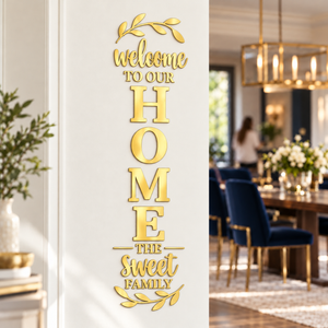 Gold DIY 3D Acrylic HOME Wall Stickers and Decals