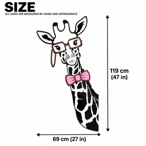 Giraffe DIY Acrylic Wall Stickers and Decals with Glasses and Pink Bow Tie for Kids' Rooms and Nurseries