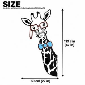 Giraffe DIY Acrylic Wall Stickers and Decals with Glasses and Blue Bow Tie for Kids' Rooms and Nurseries