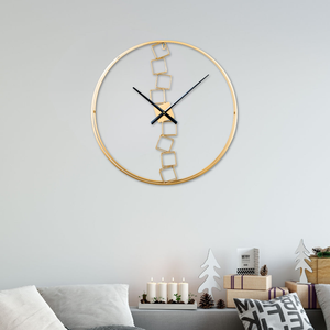 Elegant Gold Metal Wall Clock 60Cm, Silent Non-Ticking Abstract Blocks, Luxury Décor For Living Room by Accent Collection