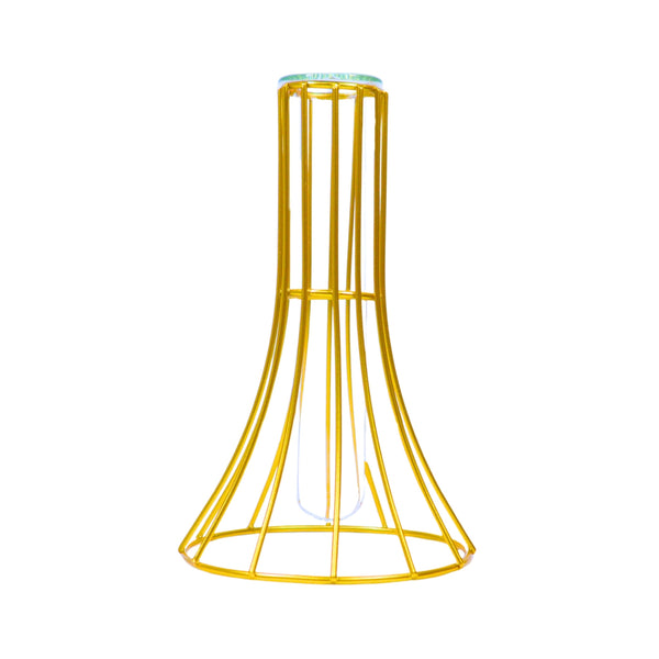 Hydroponic Vase, Gold Metal, Glass Propagation Terrarium Pot 7" Tabletop by Sona Casa