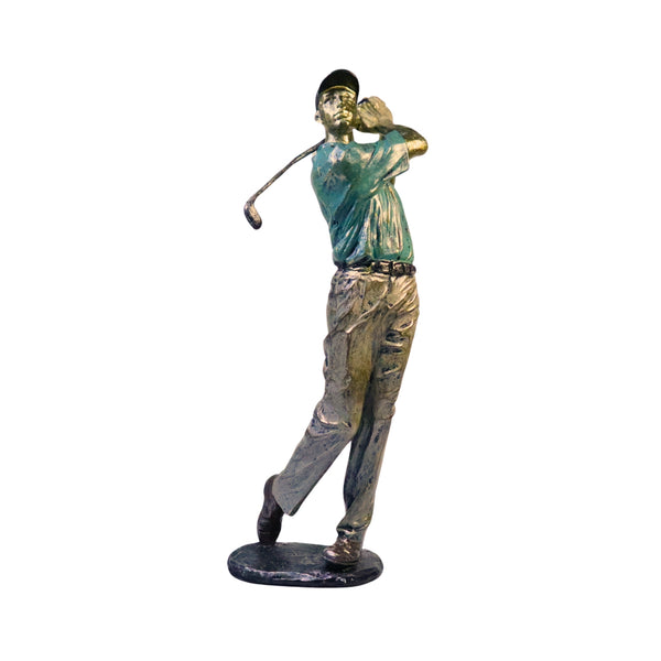 Golf Figurine Statue, Polyresin Sculpture, 15" Large Golfer Decor
