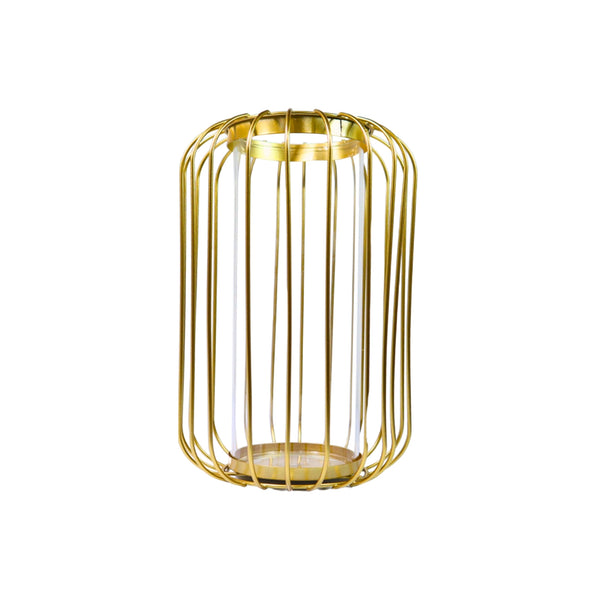 Gold Metal Hydroponic Vase, Glass Terrarium Planter, Propagation Vase Home Decor 9 inch 22 cm