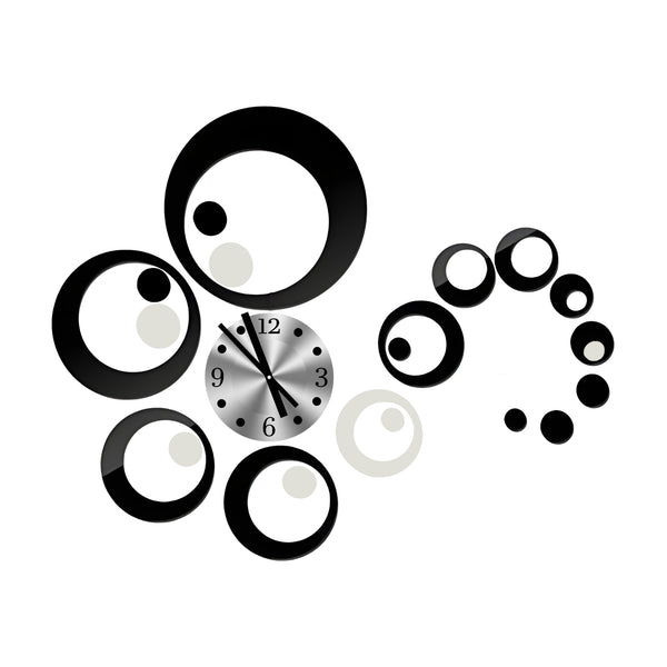 Black Swirls 3D DIY Wall Clock Kit, Minimalist Thick Stickers, Luxury Living Room Decor by Accent Collection