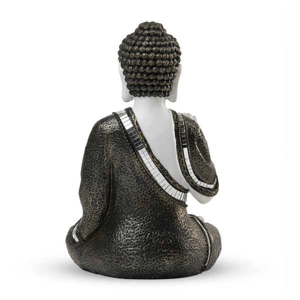 Small Buddha Statue, Antique White Decor, 10" Altar Meditation Room Decor by Sona Casa
