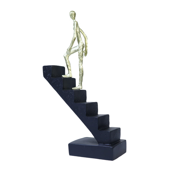 Inspirational Desk Decor, Black Statue Of Man Climbing Stairs, Cubicle Decor, 10in, 26cm by Accent Collection