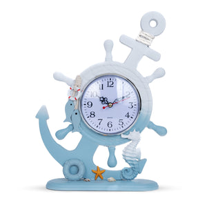 Wooden Anchor with Clock Decorative Tabletop Statue, Marine Decor, Cottage, Office, Bedroom, Living Room, Home Decoration, Gift by Sona Casa
