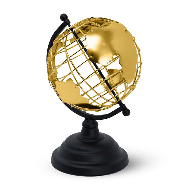 Golden Antique Globe, 10" Metal Decor Accent Tabletop Centerpiece