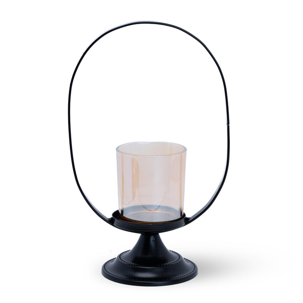 Metal Tealight Holder With Glass Container, 10" Mantle, Shelf, Altar, Table, Desk Decor, Home Office Ornament, Gifts