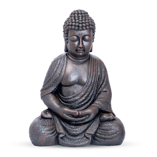 Tall Buddha Statue, Large 24" Temple Indoor Outdoor Sculpture, Living Room Garden Patio Statuary Decor