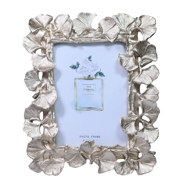 3D Picture Frame for 4x6in Photo, Gold Copper Ginkgo Leaves Photo Frame Border, Handmade Frame, 8in 22cm by Accent Collection