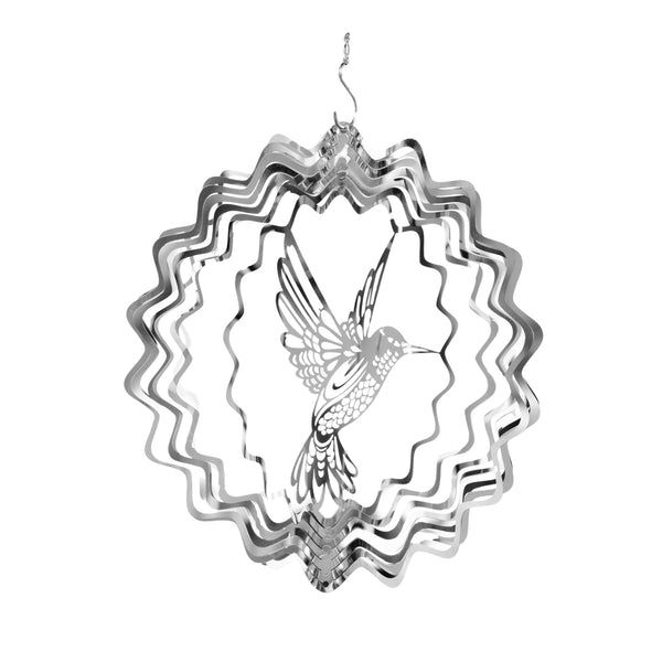 Twisted Metal Hummingbird Garden Wind Spinner, Outdoor Kinetic Hanging Art Sculpture by Accent Collection