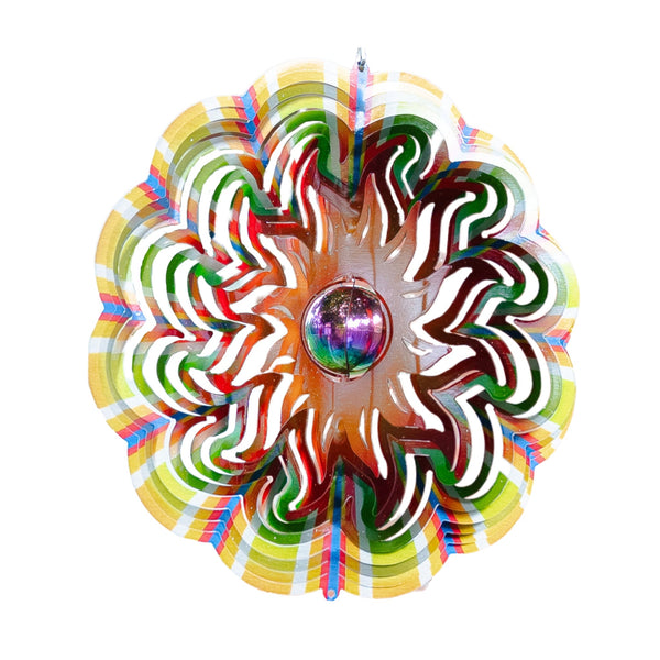 Mesmerizing Metal Wind Spinner - 3D Abstract Garden Art, Kinetic Outdoor Hanging Decor, Vibrant Yard Sculpture by Accent Collection