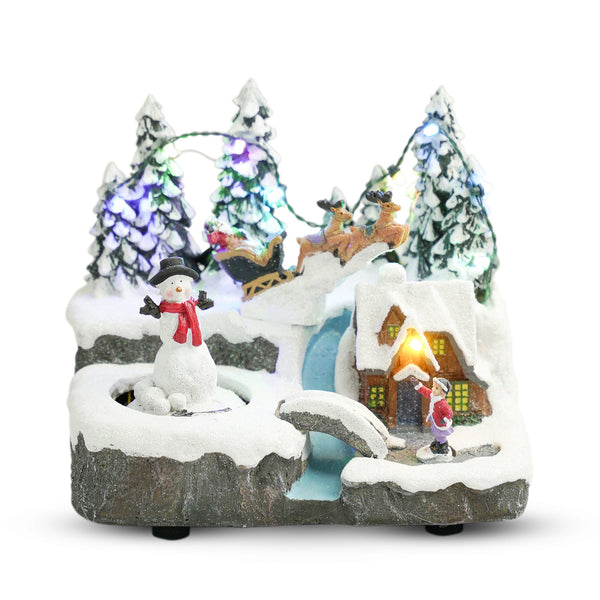 Christmas Village Set, Animated Figures, Musical Carousel, 6" Xmas Decor by Sona Casa