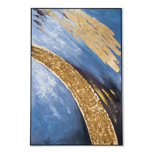 Large Abstract Impasto Canvas, 47" Framed Wood Textured Wall Art Home Decor by Sona Casa