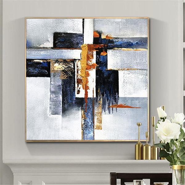 Geometric Pattern Painting, Hand-Painted Acrylic Canvas Art, Modern Large Living Room Decor, Unique Housewarming Gift by Sona Casa