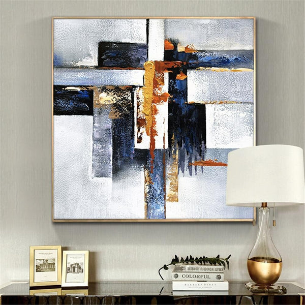 Geometric Pattern Painting, Hand-Painted Acrylic Canvas Art, Modern Large Living Room Decor, Unique Housewarming Gift by Sona Casa