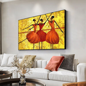 Abstract Dancer Painting - Vibrant Orange Acrylic on Canvas, Large Modern Art for Living Room Decor, Unique Housewarming Gift by Sona Casa