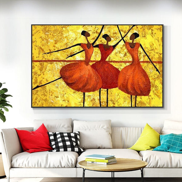 Abstract Dancer Painting - Vibrant Orange Acrylic on Canvas, Large Modern Art for Living Room Decor, Unique Housewarming Gift by Accent Collection