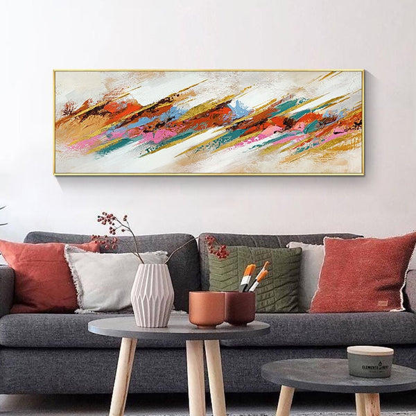Abstract Painting on Canvas Colorful Painting, Modern Landscape Painting, Original Large Acrylic Painting for Living Room Decor Wall Art by Accent Collection