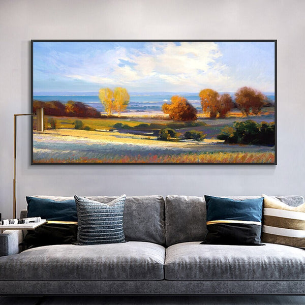 Original Nature Painting, Textured Trees Oil Canvas - Contemporary Art for Bedroom, Unique Housewarming Present by Sona Casa