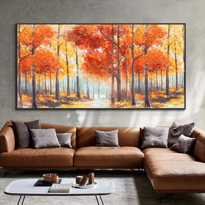 Original Abstract Tree Painting - Vibrant Orange and Yellow Canvas Art, Contemporary Wall Decor for Living Spaces, Thoughtful Birthday Gift by Sona Casa