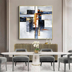Geometric Pattern Painting, Hand-Painted Acrylic Canvas Art, Modern Large Living Room Decor, Unique Housewarming Gift by Sona Casa
