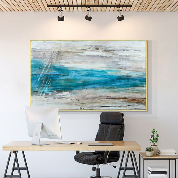 Blue Abstract Art, Handmade Large Canvas Painting, Modern Living Room Decor, Unique Housewarming Gift by Sona Casa