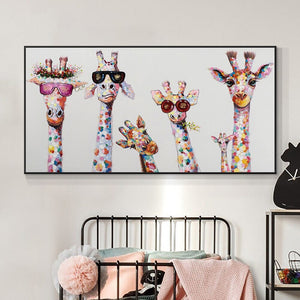 Funny Giraffe Painting, Hand-Painted Canvas Art for Nursery, Unique Kids Room Wall Decor, Original Animal Painting Gift by Sona Casa