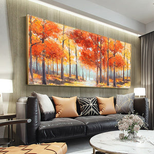 Original Abstract Tree Painting - Vibrant Orange and Yellow Canvas Art, Contemporary Wall Decor for Living Spaces, Thoughtful Birthday Gift by Sona Casa