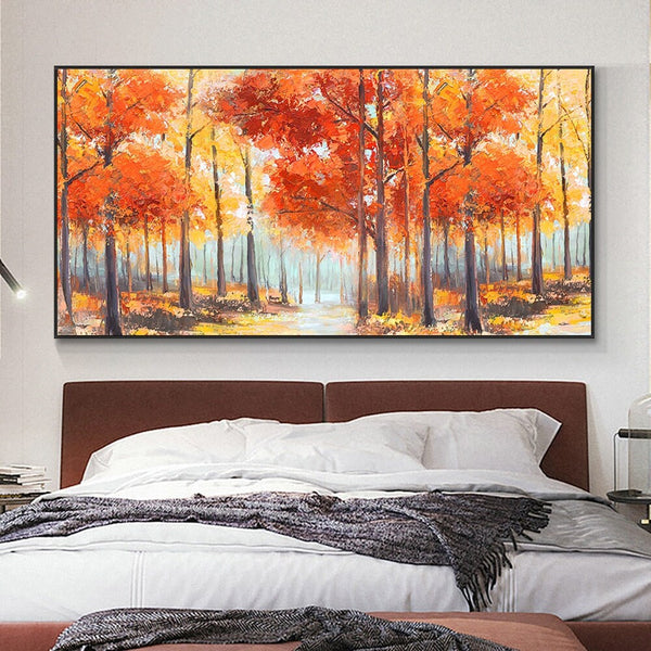 Original Abstract Tree Painting - Vibrant Orange and Yellow Canvas Art, Contemporary Wall Decor for Living Spaces, Thoughtful Birthday Gift by Sona Casa