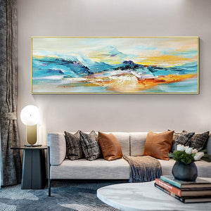 Original Abstract Mountain Painting, Vibrant Textured Oil Canvas, Contemporary Bedroom Wall Art, Unique Housewarming Gift by Sona Casa