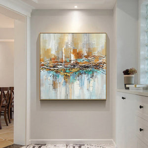 Aura - Cityscape Canvas Art, Textured Abstract City Painting, Original Oil Wall Art for Modern Living Room Decor by Accent Collection