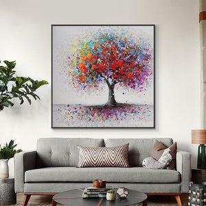 Tree Of Life - Abstract Painting, Colorful Splash Modern Wall Art, Original Hand Painted Oil Painting for Home Decor by Sona Casa