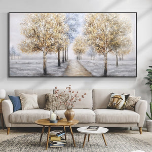 Beautiful Winter Landscape Painting, Black and White Wall Art, Nature Wall Art, Large Handmade Painting On Canvas for Living Room Home Decor by Accent Collection