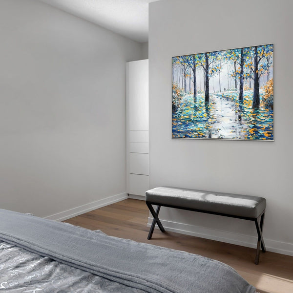 Autumn Forest Painting - Large Textured Wall Art on Canvas, Hand-Painted Fall Landscape for Bedroom Decor, Original Wall Painting by Accent Collection