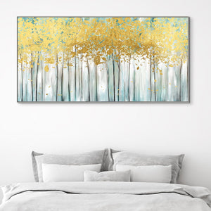 Abstract Tree Painting with Golden Leaves, Large Hand-Painted Oil on Canvas, Contemporary Wall Art Modern Home Decor, Housewarming Gift by Sona Casa
