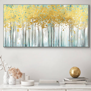Abstract Tree Painting with Golden Leaves, Large Hand-Painted Oil on Canvas, Contemporary Wall Art Modern Home Decor, Housewarming Gift by Sona Casa