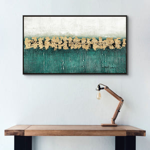 Green Groovy, Thick Textured Abstract Painting with Green and Gold, Living Room Wall Art, Painting on Canvas, Abstract Art, Impasto Painting by Sona Casa