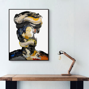 Modern Abstract Portrait Painting - Textured Thinker Canvas Art for Living Room, Original Painting, Large Abstract Portrait, Handmade Art by Sona Casa