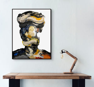 Modern Abstract Portrait Painting - Textured Thinker Canvas Art for Living Room, Original Painting, Large Abstract Portrait, Handmade Art by Sona Casa