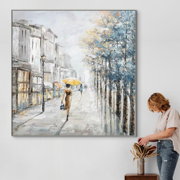 Hand-Painted City Market Artwork - Contemporary Urban Canvas for Living Room, Bedroom Wall Painting, Ideal New Home Gift by Accent Collection