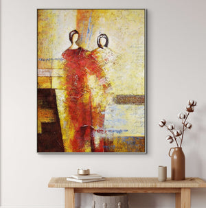 Abstract Figurative Painting - Textured Large Wall Art for Living Room, Handmade Modern Art, Unique Contemporary Gift by Accent Collection