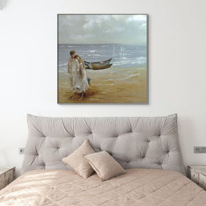 Romantic Couple on Beach, Painting on Canvas, Textured Wall Art, Original Hand Painted Oil Painting on Canvas for Living Room, Bedroom Art by Sona Casa