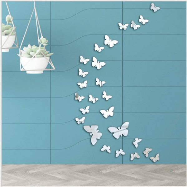 30 pcs DIY Acrylic Butterfly Mirror Wall Stickers for Home Decor by Accent Collection