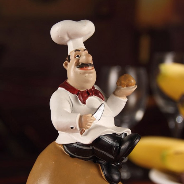 4 Piece Kitchen Chef Figurines Set, Restaurant Decor, Bakery Decor by Accent Collection