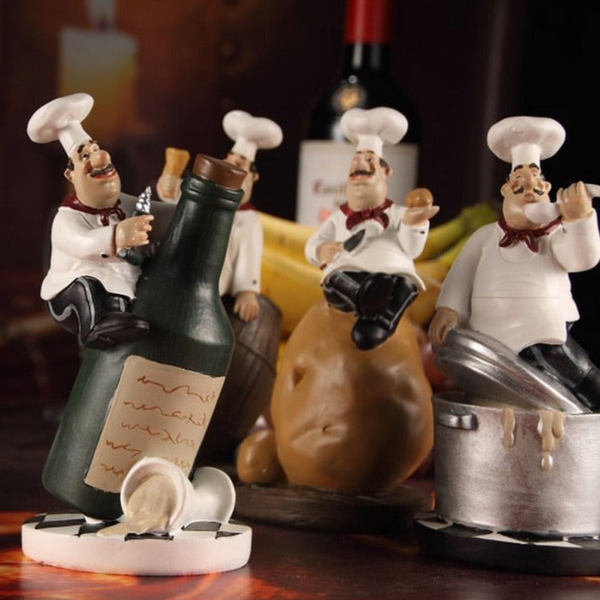 4 Piece Kitchen Chef Figurines Set, Restaurant Decor, Bakery Decor by Accent Collection